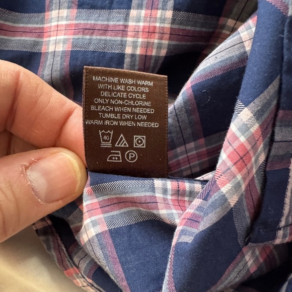 LINCS DC&Co Men's Lightweight Long Sleeve Button Up Shirt Navy/Pink Size X-Large - Picture 12 of 14